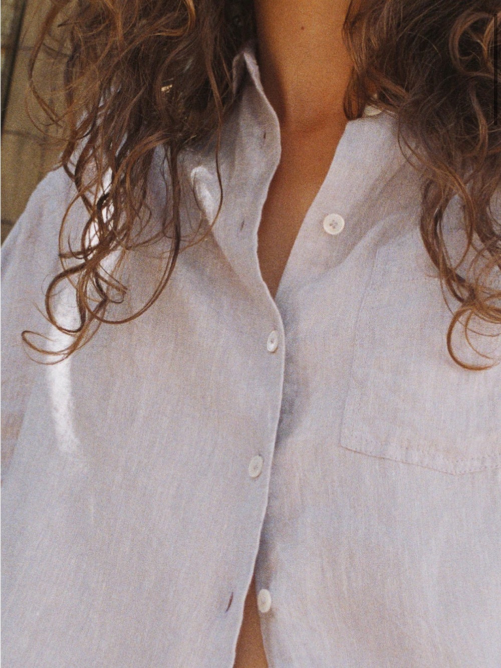Madewell The Easy Shirt 100% Linen NWT Size Small Lilac Chambray - Picture 8 of 8